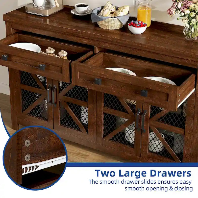 55" Farmhouse Sideboard Buffet Cabinet with Storage