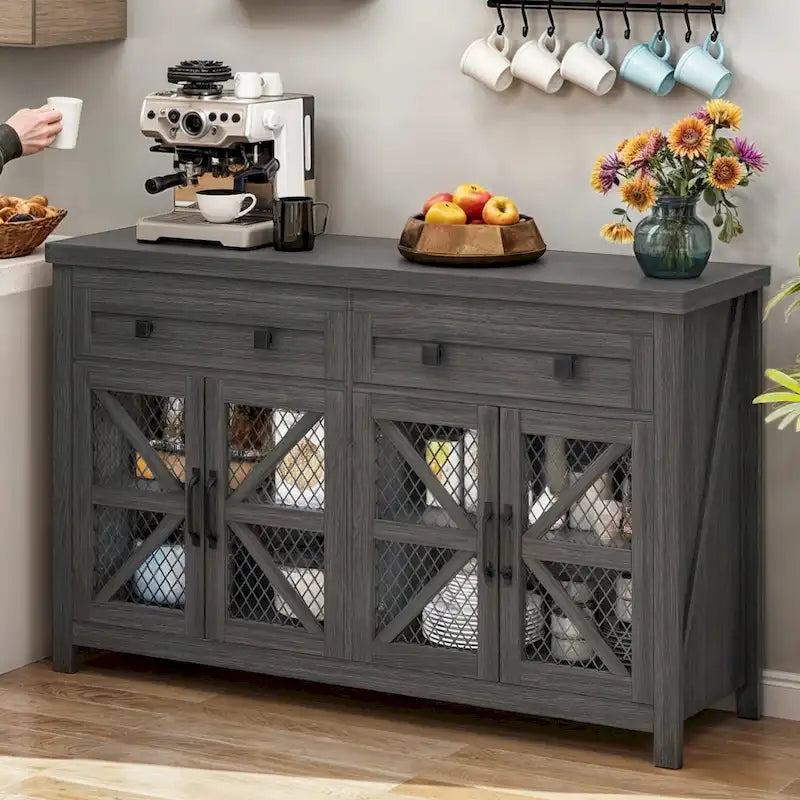 55" Farmhouse Sideboard Buffet Cabinet with Storage