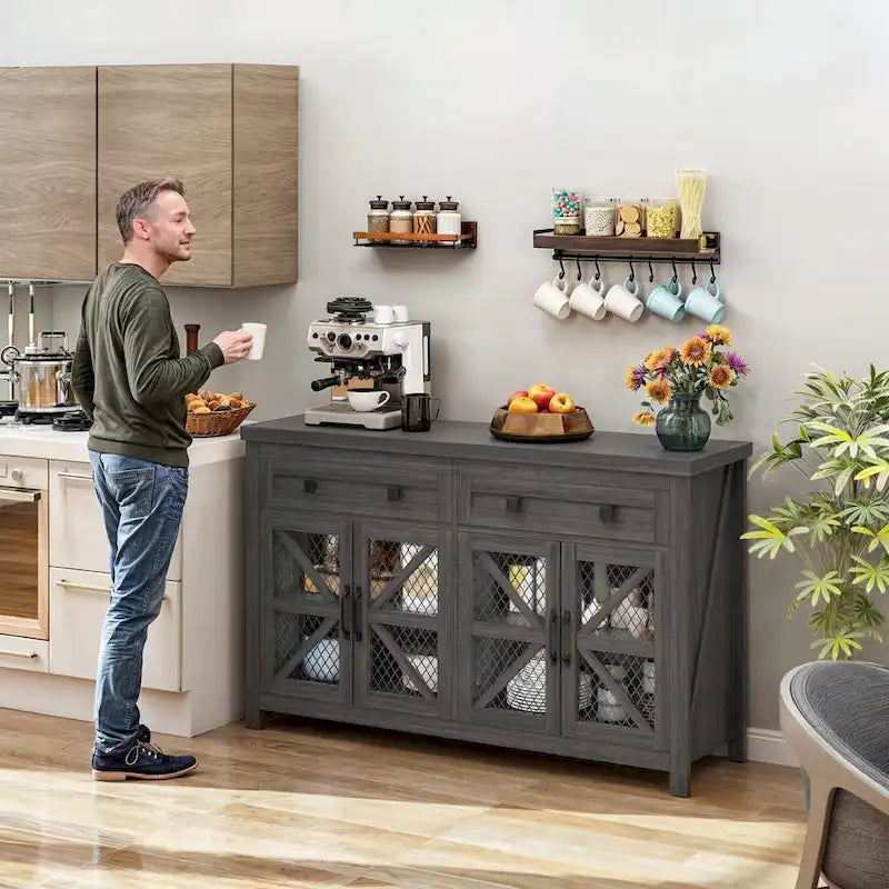 55" Farmhouse Sideboard Buffet Cabinet with Storage