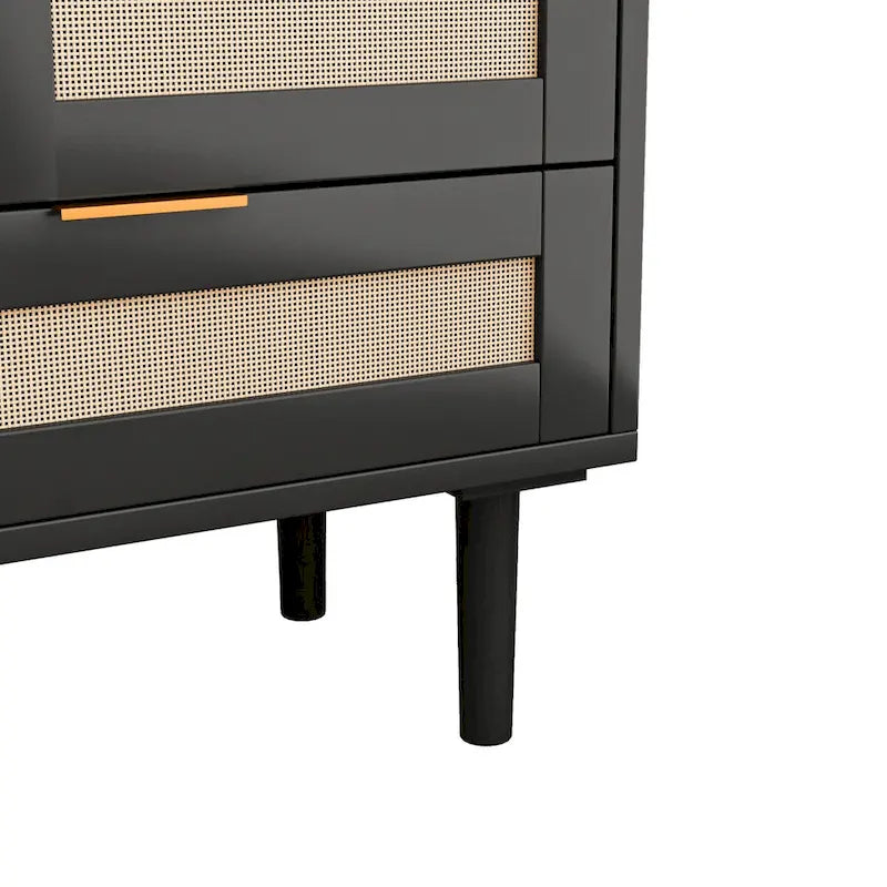 Sliding Barn Door Storage Cabinet & TV Stand with Rattan Doors