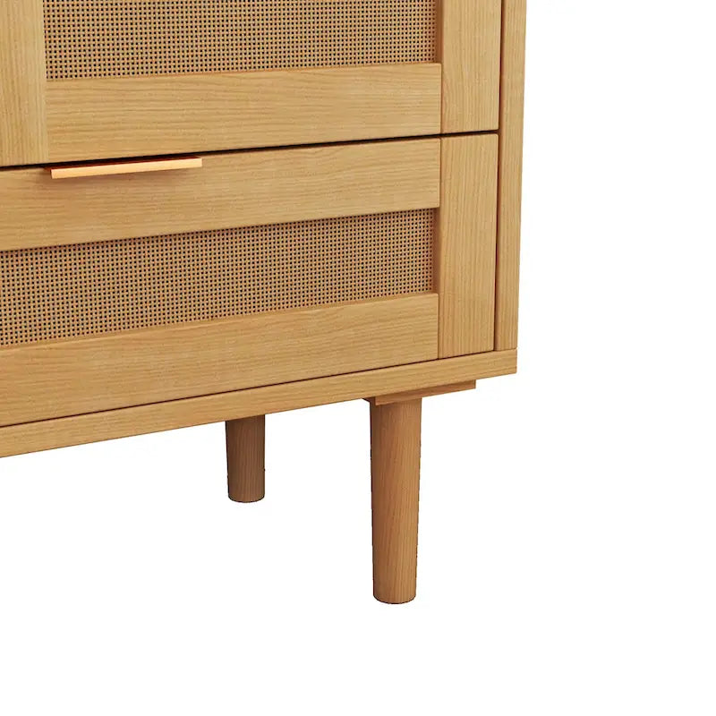 Sliding Barn Door Storage Cabinet & TV Stand with Rattan Doors
