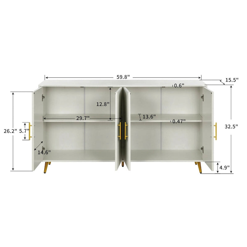 4-Door Storage Sideboard Cabinet