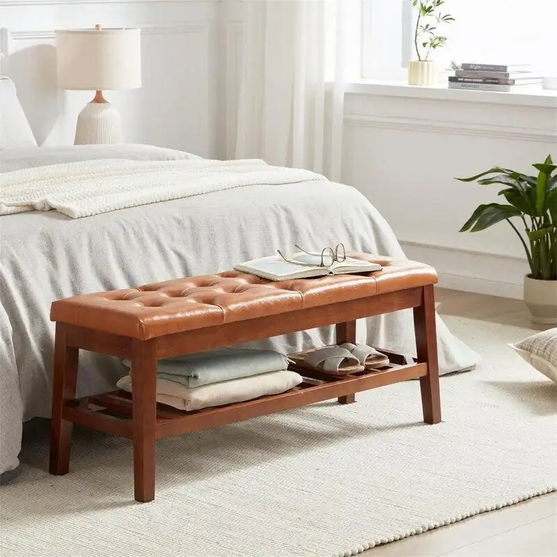 Upholstered Entryway Shoe Bench