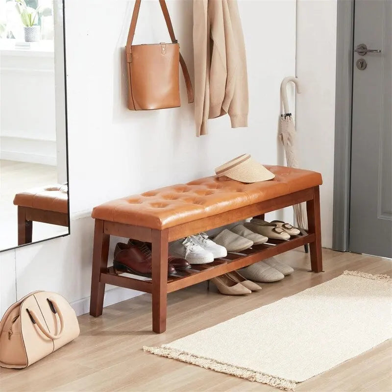 Upholstered Entryway Shoe Bench