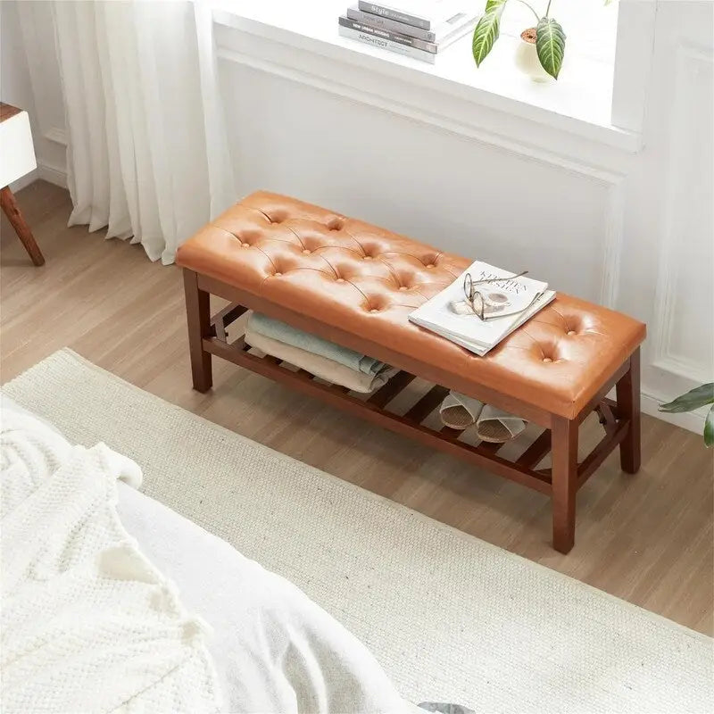 Upholstered Entryway Shoe Bench