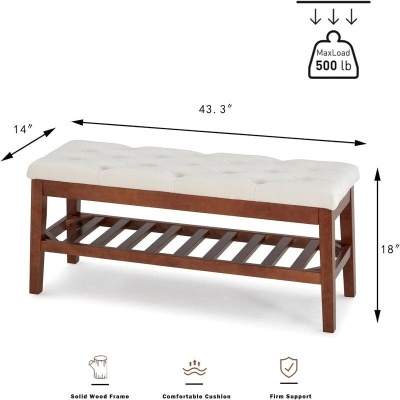 Upholstered Entryway Shoe Bench