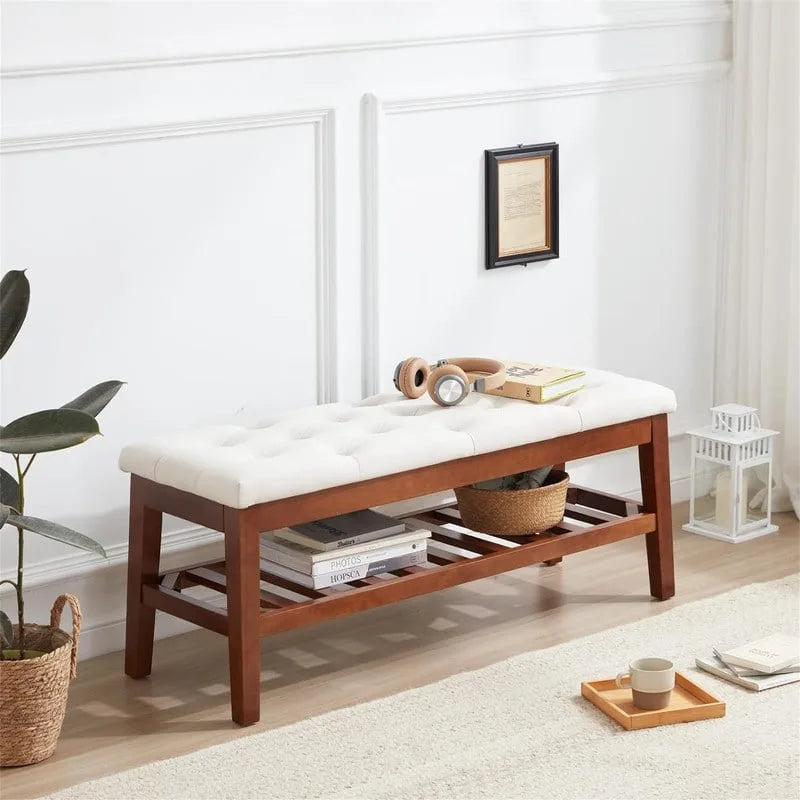 Upholstered Entryway Shoe Bench