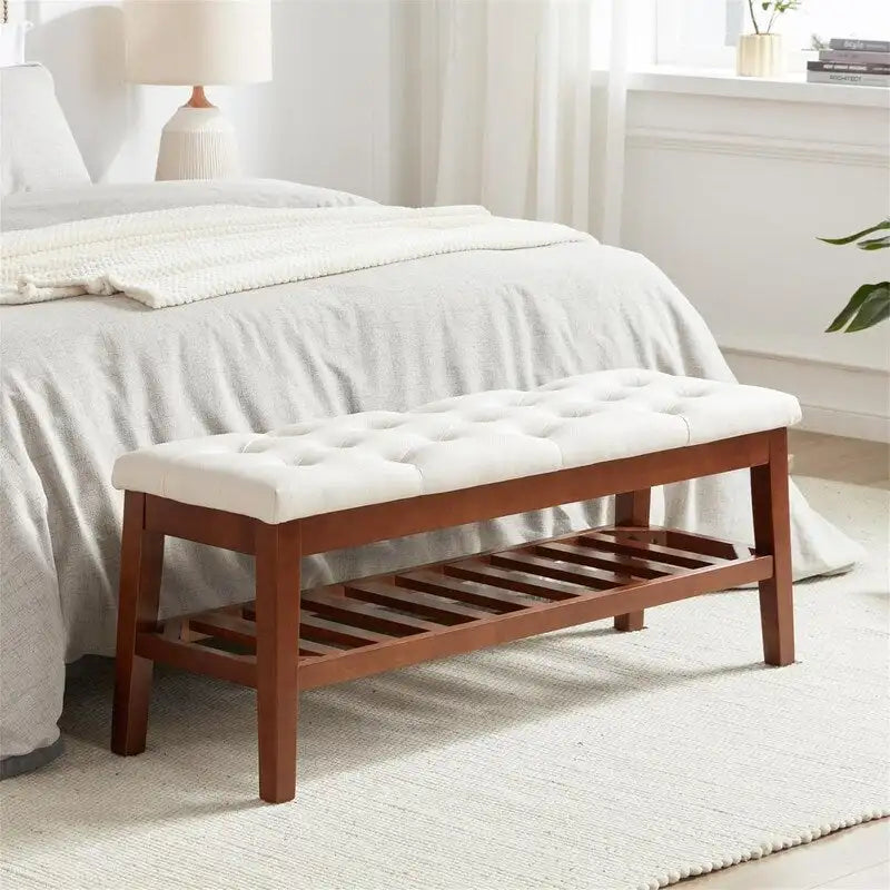 Upholstered Entryway Shoe Bench