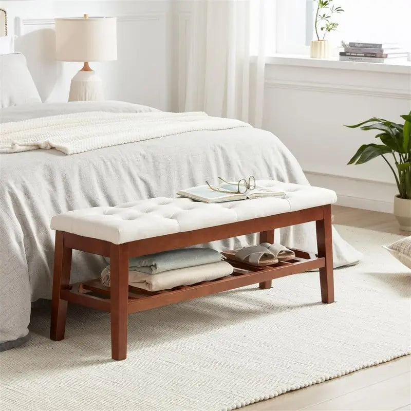 Upholstered Entryway Shoe Bench