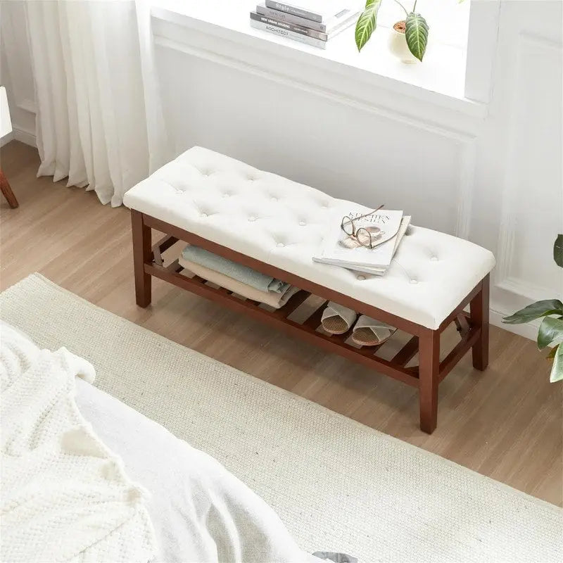 Upholstered Entryway Shoe Bench