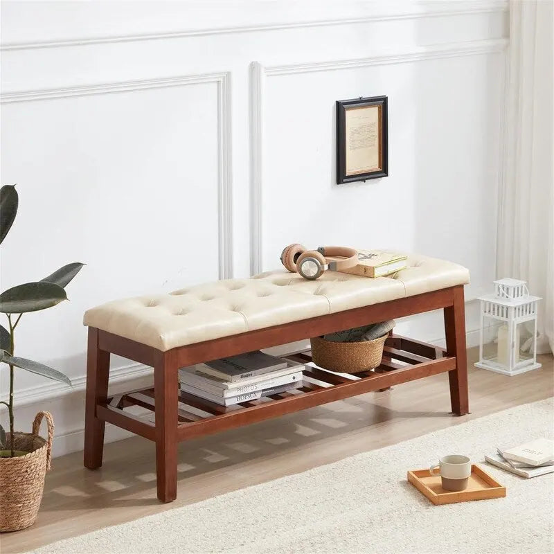 Upholstered Entryway Shoe Bench