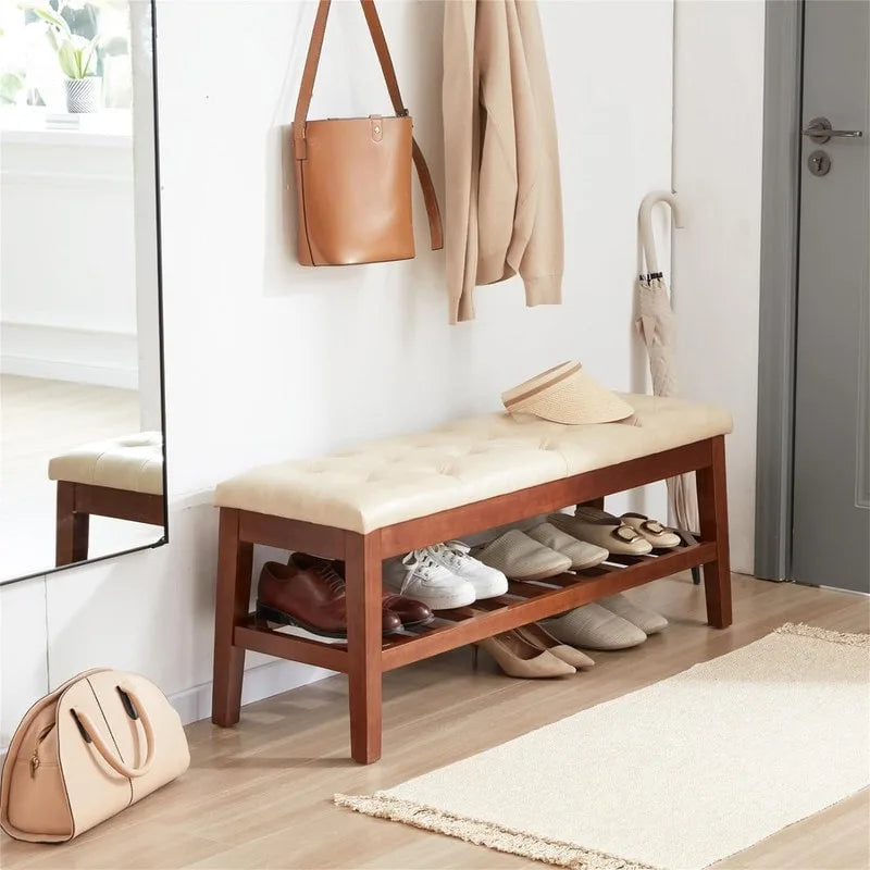 Upholstered Entryway Shoe Bench