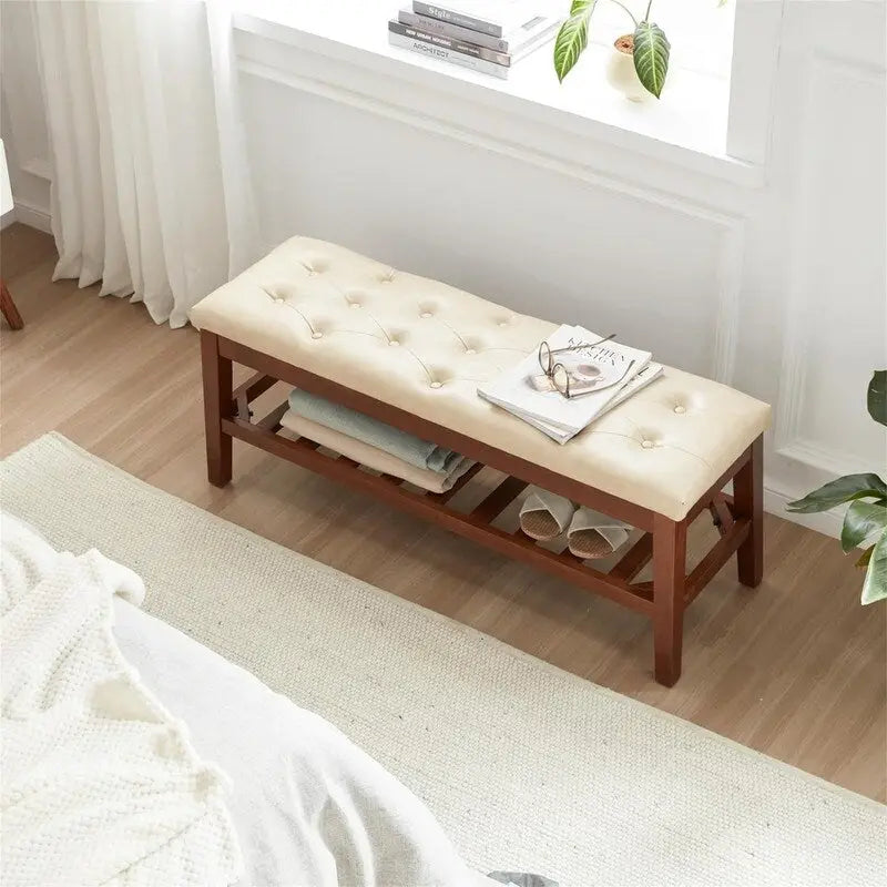 Upholstered Entryway Shoe Bench