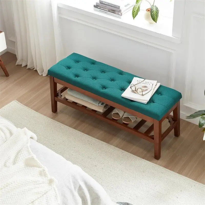 Upholstered Entryway Shoe Bench