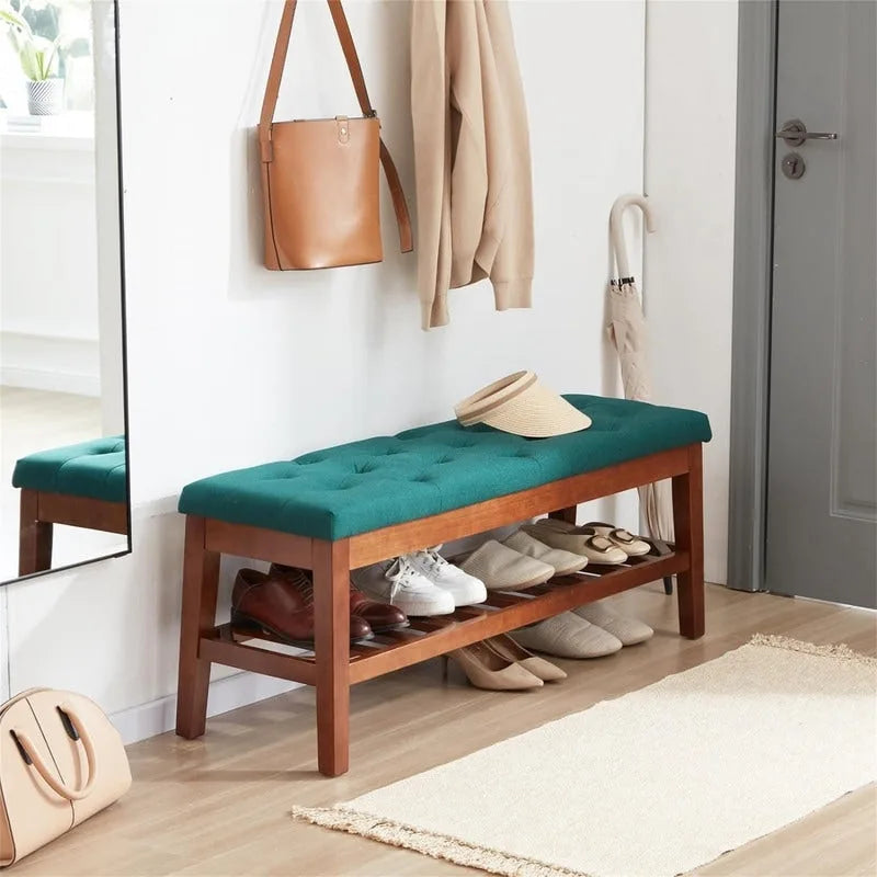 Upholstered Entryway Shoe Bench