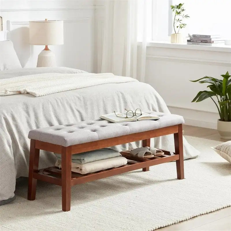 Upholstered Entryway Shoe Bench