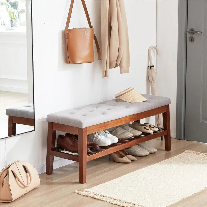Upholstered Entryway Shoe Bench