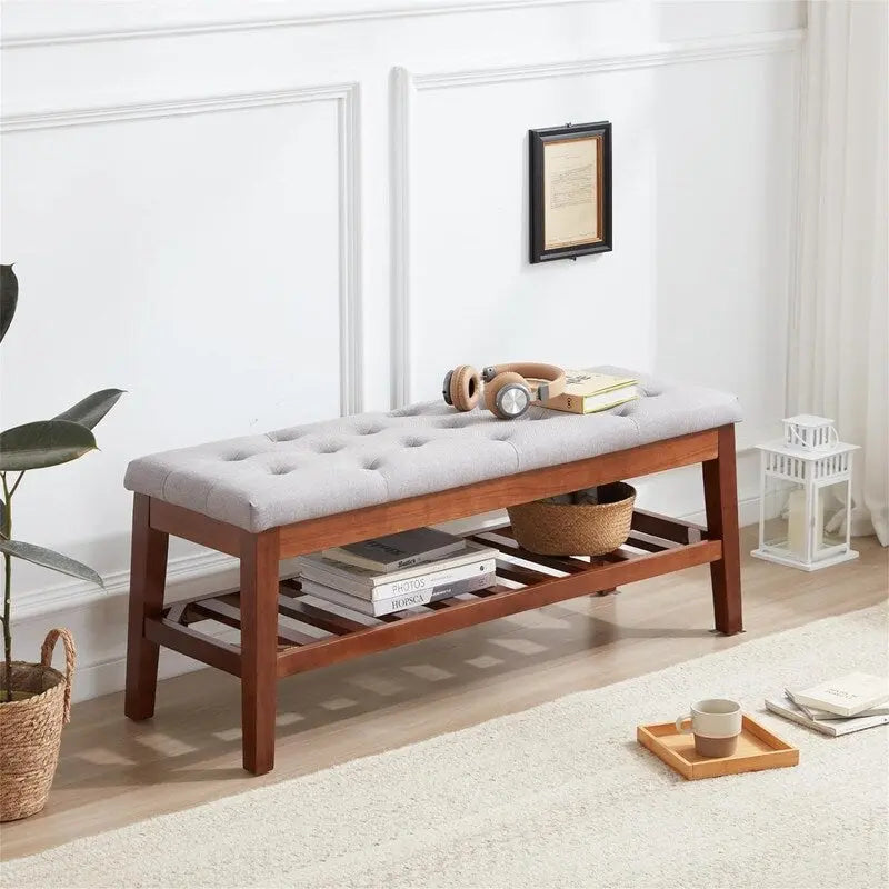 Upholstered Entryway Shoe Bench