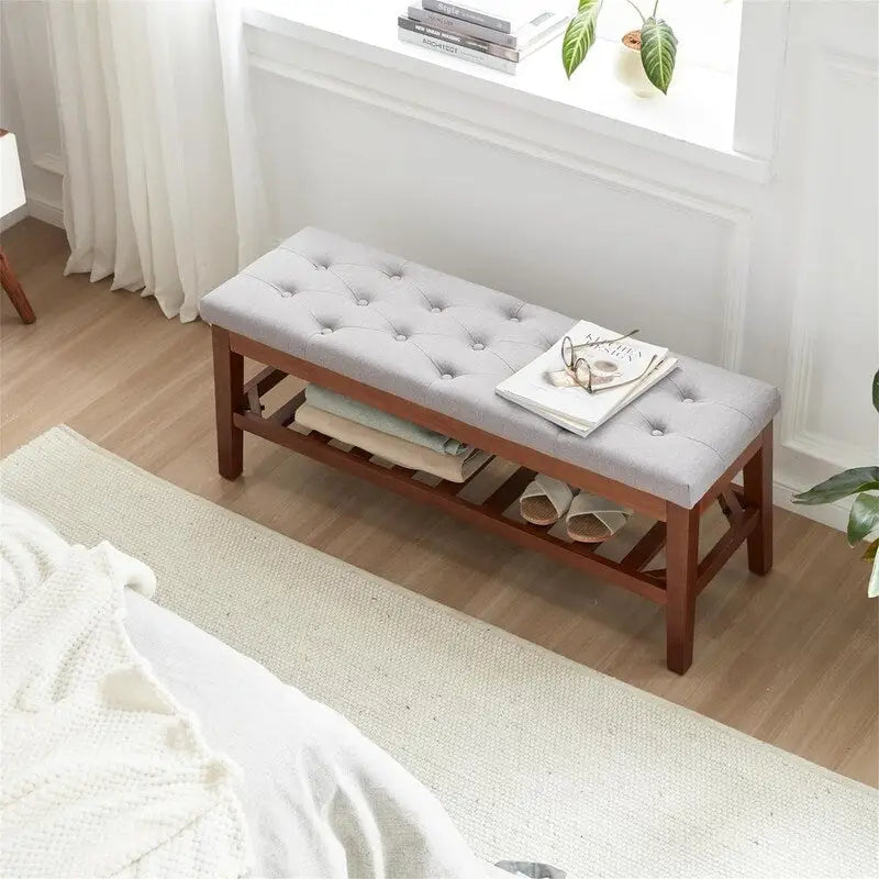 Upholstered Entryway Shoe Bench