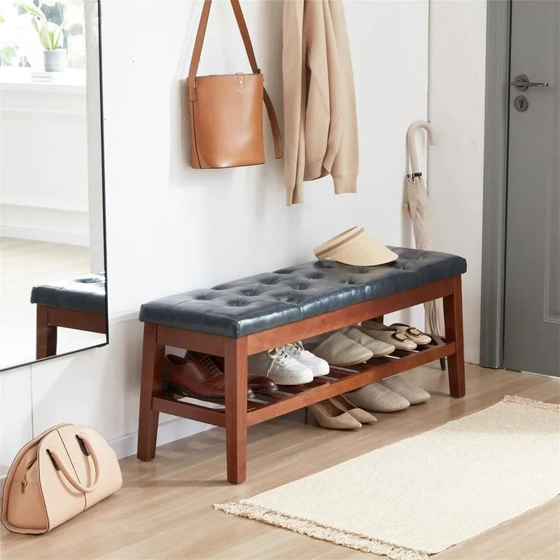 Upholstered Entryway Shoe Bench