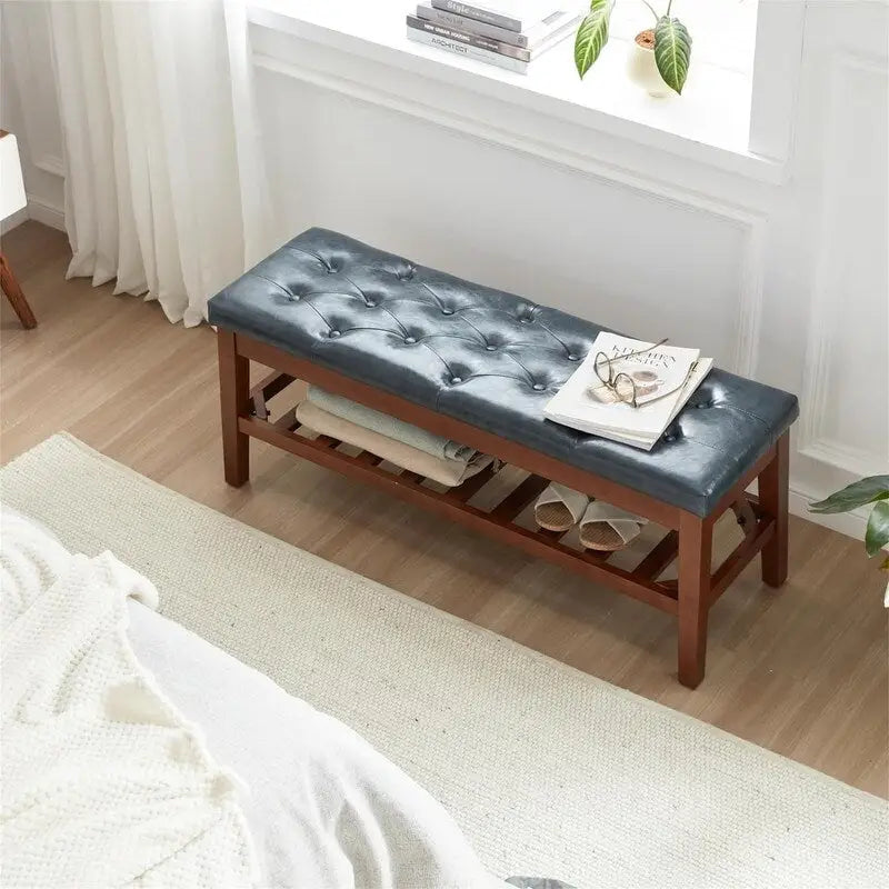 Upholstered Entryway Shoe Bench