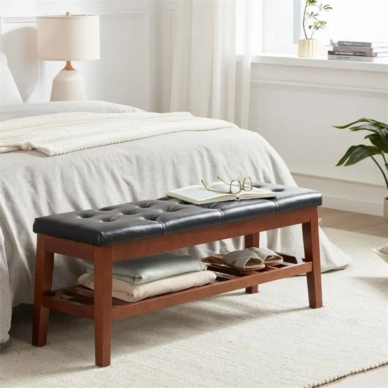 Upholstered Entryway Shoe Bench