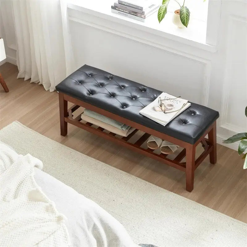 Upholstered Entryway Shoe Bench