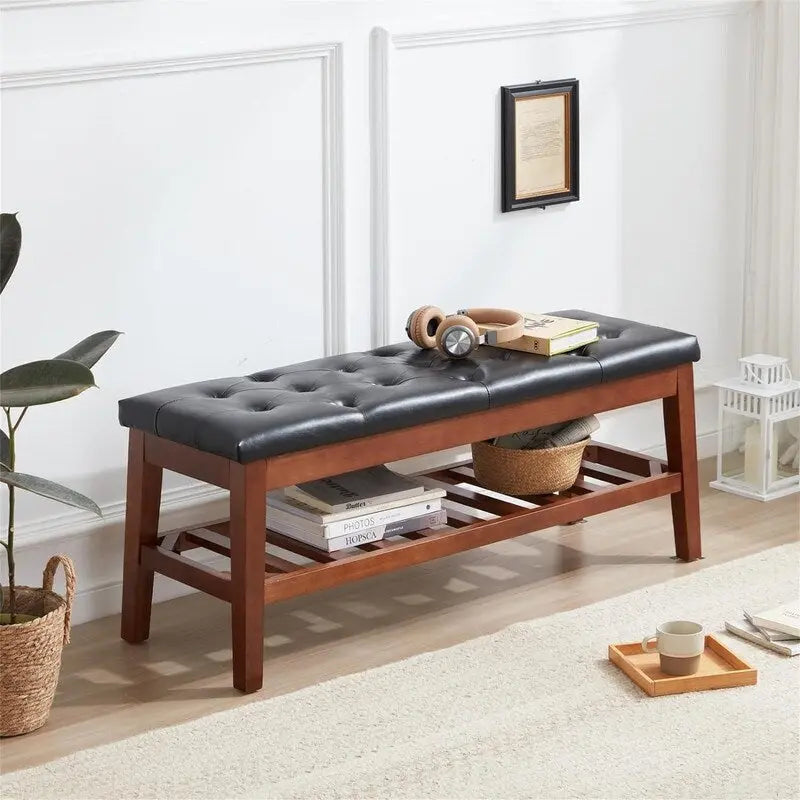 Upholstered Entryway Shoe Bench
