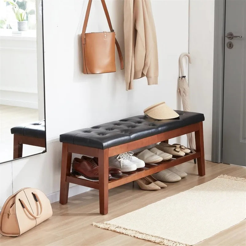 Upholstered Entryway Shoe Bench