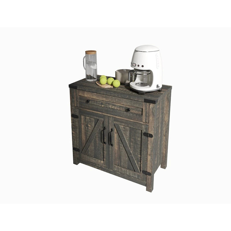 Meuble d'appoint à double porte coulissante de style campagnard moderne de 30 po avec tiroir
