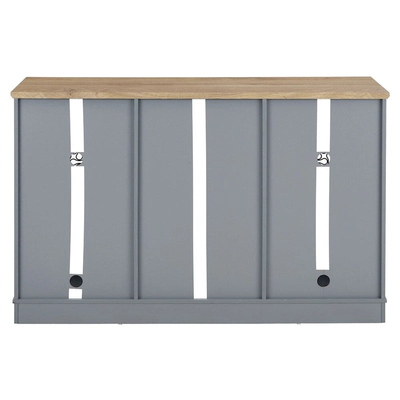 56" Bar Buffet Cabinet with Wine Rack, Glass Holders & Cable Management