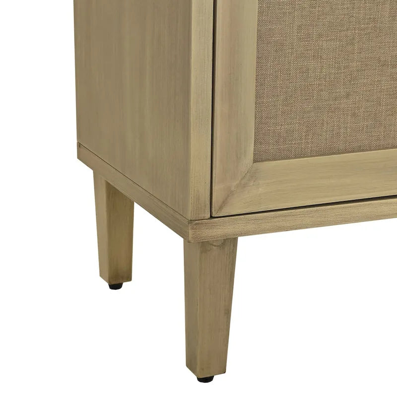 60" Vintage 4-Door Sideboard Cabinet with Linen Doors & Half-Moon Handles