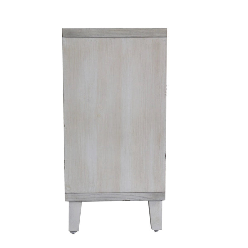 4-Shutter Door Sideboard Buffet Cabinet in Shabby Chic White Wash