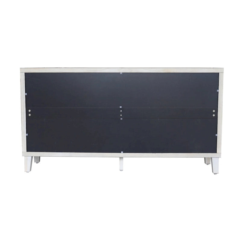 4-Shutter Door Sideboard Buffet Cabinet in Shabby Chic White Wash