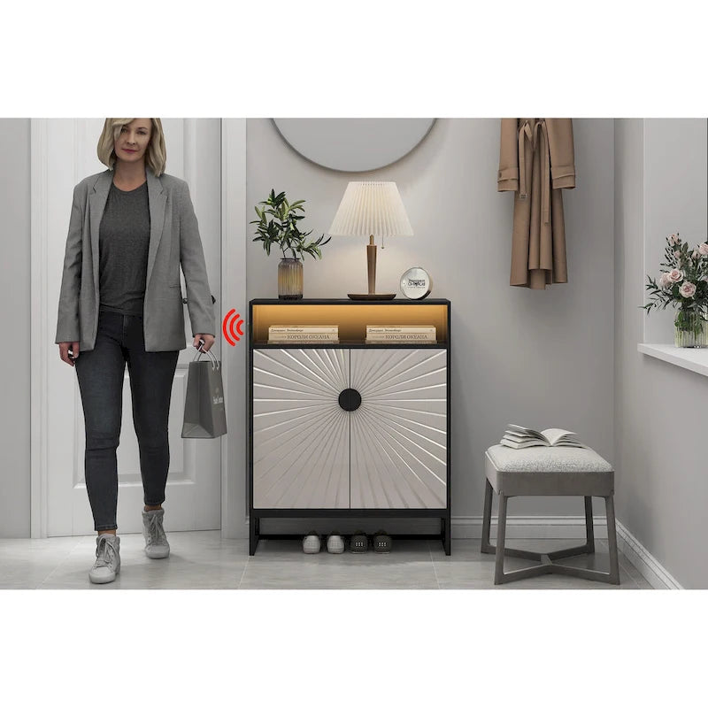 5-Tier Shoe Storage Cabinet with Motion Sensor Light