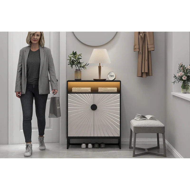 5-Tier Shoe Storage Cabinet with Motion Sensor Light