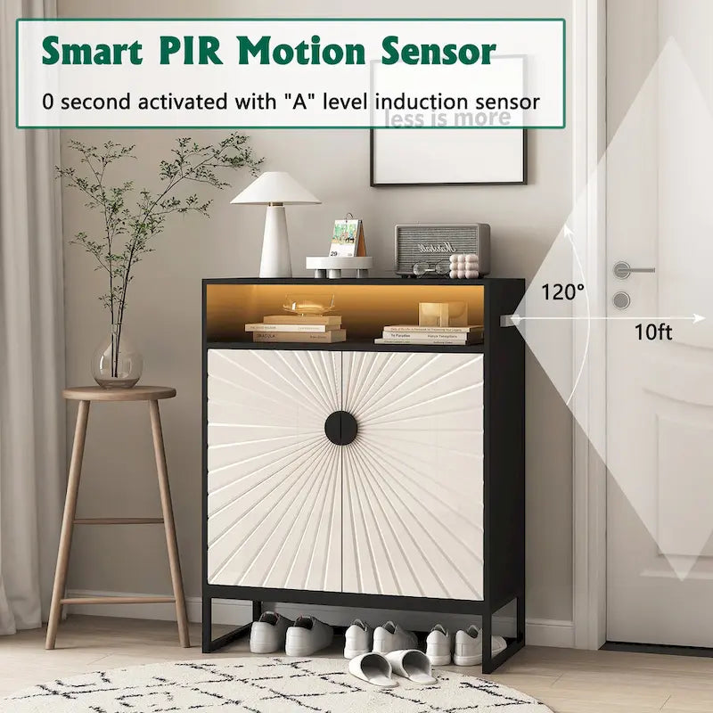 5-Tier Shoe Storage Cabinet with Motion Sensor Light