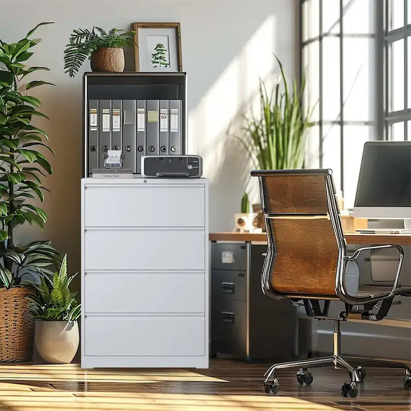 4-Drawer Steel Lateral File Cabinet with Lock