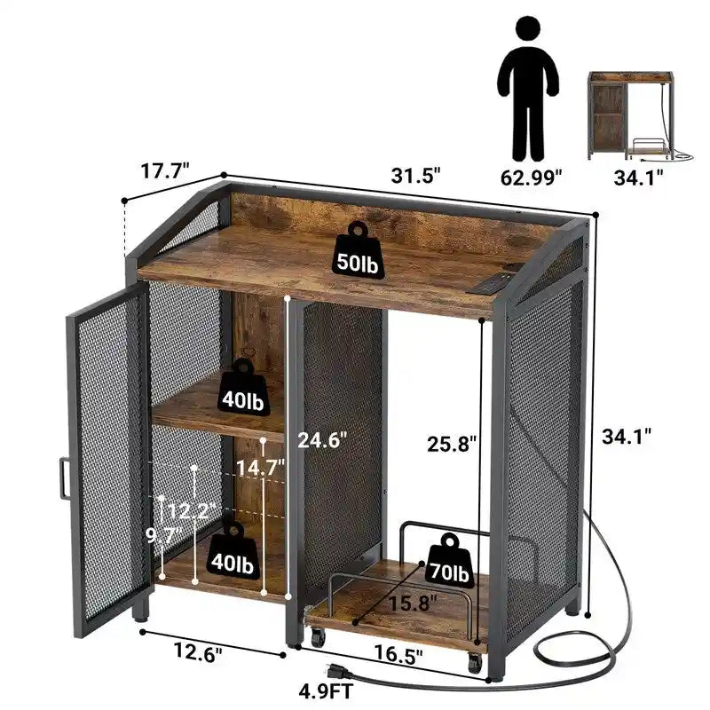 4-Tier Heavy-Duty Printer Stand & Storage Shelf