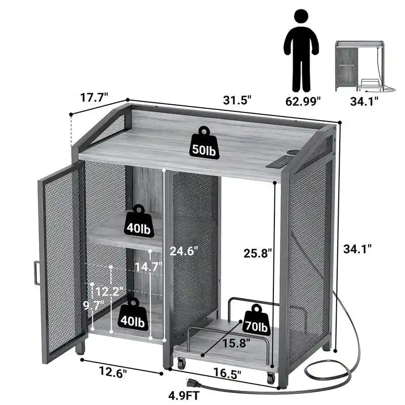 4-Tier Heavy-Duty Printer Stand & Storage Shelf