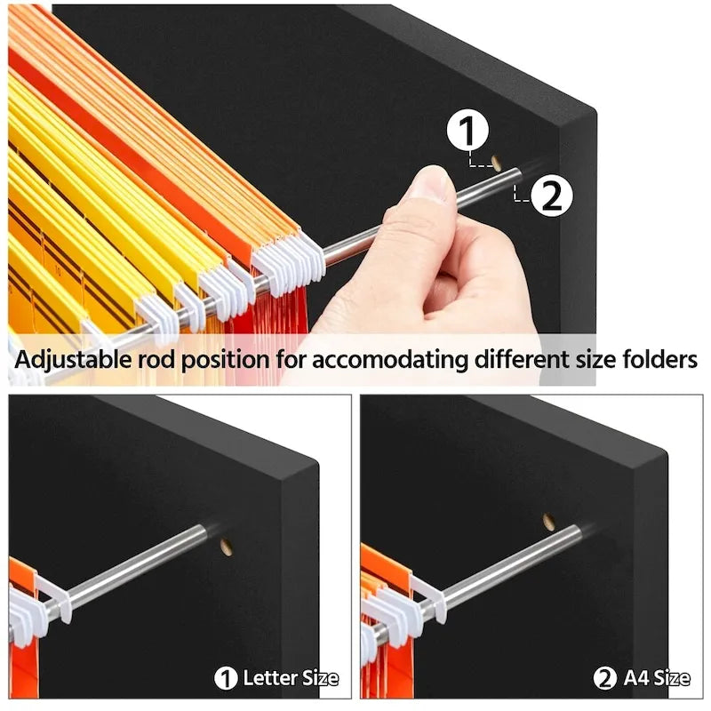 Rolling File Cabinet with 2 Drawers, Open Shelf & Locking Top Drawer