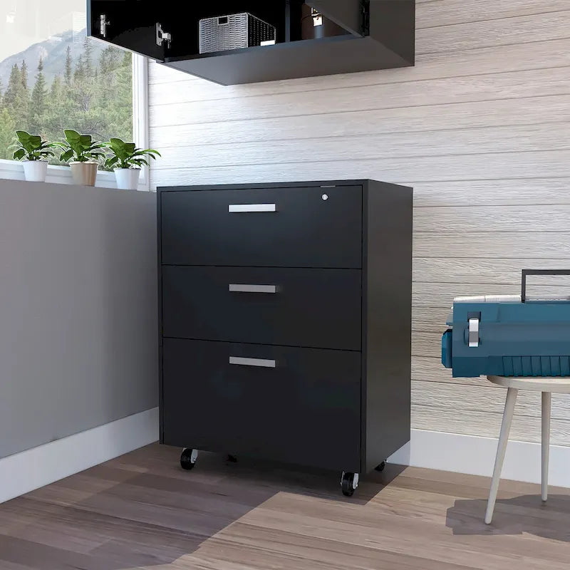 3-Drawer Mobile Base Cabinet with Casters