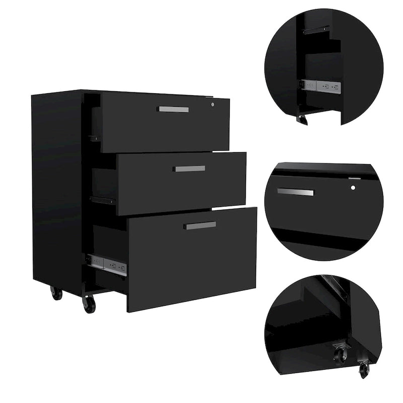 3-Drawer Mobile Base Cabinet with Casters