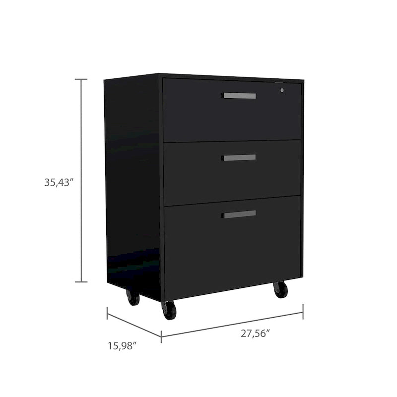 3-Drawer Mobile Base Cabinet with Casters