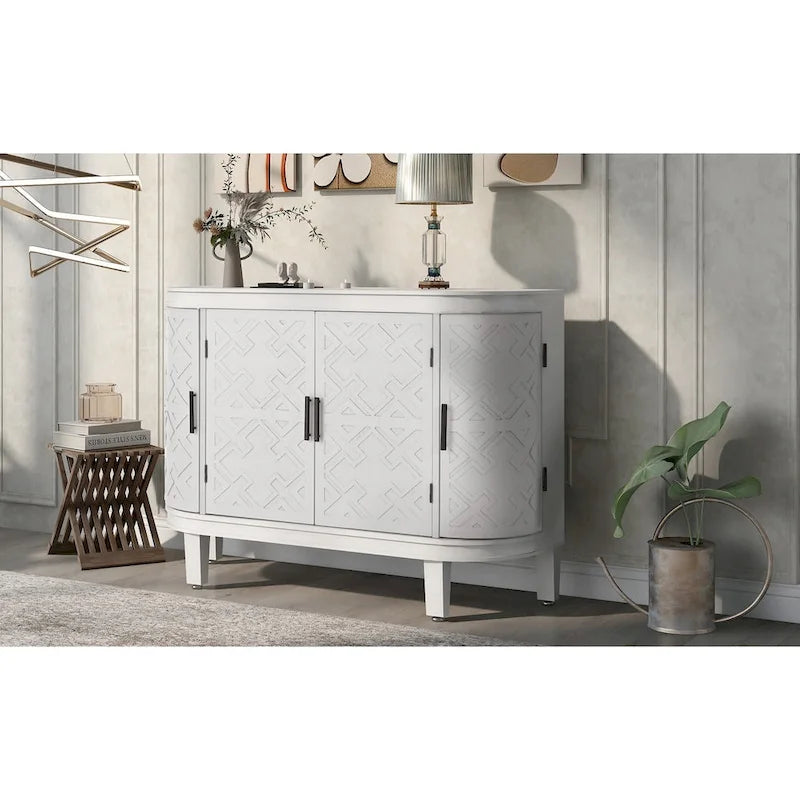 Vintage Accent Storage Cabinet with Antique Pattern Doors