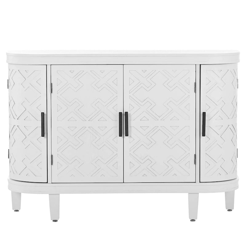 Vintage Accent Storage Cabinet with Antique Pattern Doors