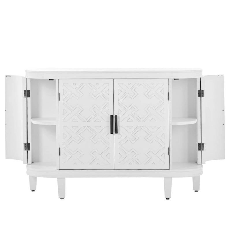 Vintage Accent Storage Cabinet with Antique Pattern Doors