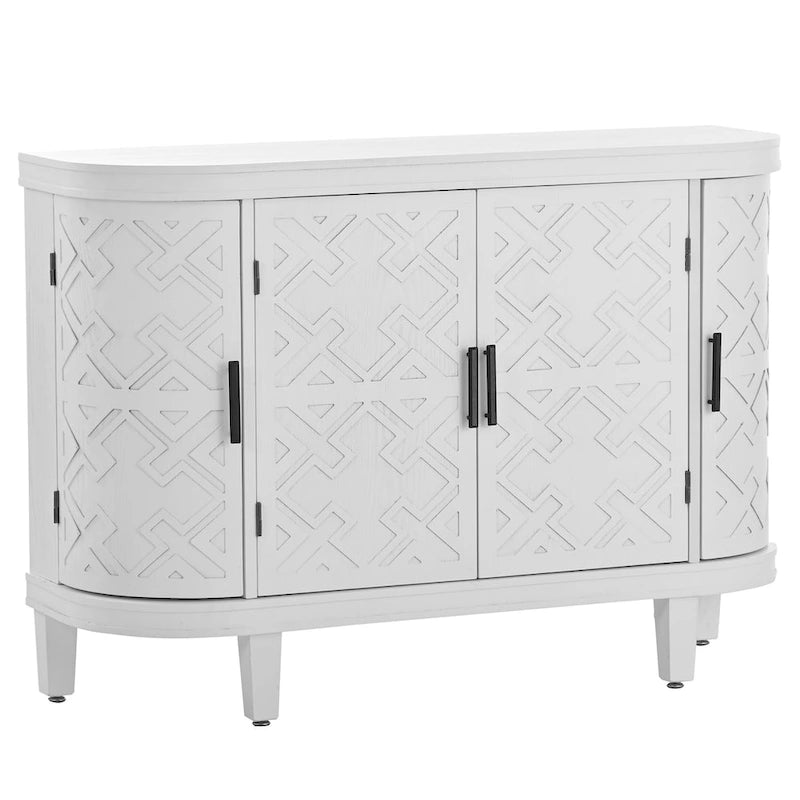 Vintage Accent Storage Cabinet with Antique Pattern Doors