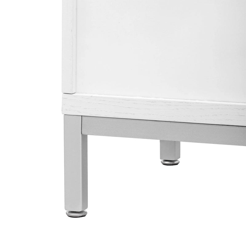 Modern Accent Sideboard Cabinet with Wood Veneer, Round Doors & Metal Legs
