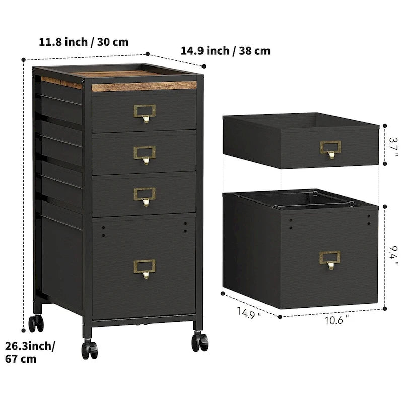 4-Drawer Mobile File Cabinet with Wheels